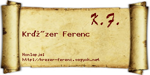 Krézer Ferenc névjegykártya